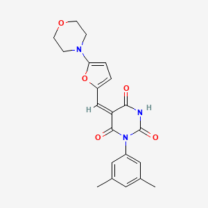 molecular formula C21H21N3O5 B4761813 1-(3,5-dimethylphenyl)-5-{[5-(4-morpholinyl)-2-furyl]methylene}-2,4,6(1H,3H,5H)-pyrimidinetrione 
