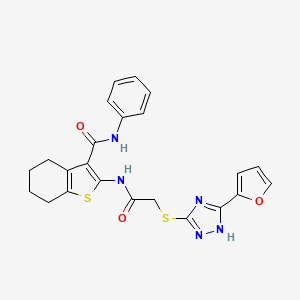 molecular formula C23H21N5O3S2 B4761821 2-[({[5-(2-furyl)-4H-1,2,4-triazol-3-yl]thio}acetyl)amino]-N-phenyl-4,5,6,7-tetrahydro-1-benzothiophene-3-carboxamide 