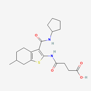 molecular formula C19H26N2O4S B4761822 4-({3-[(cyclopentylamino)carbonyl]-6-methyl-4,5,6,7-tetrahydro-1-benzothien-2-yl}amino)-4-oxobutanoic acid 