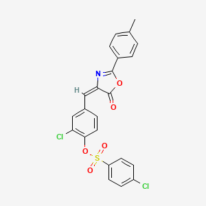 molecular formula C23H15Cl2NO5S B4761894 2-chloro-4-{[2-(4-methylphenyl)-5-oxo-1,3-oxazol-4(5H)-ylidene]methyl}phenyl 4-chlorobenzenesulfonate 
