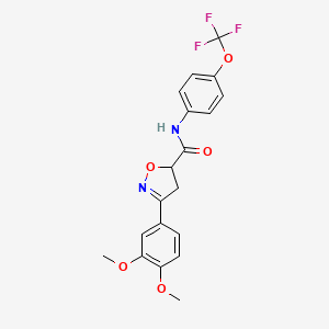 molecular formula C19H17F3N2O5 B4761973 3-(3,4-dimethoxyphenyl)-N-[4-(trifluoromethoxy)phenyl]-4,5-dihydro-5-isoxazolecarboxamide 