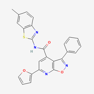molecular formula C25H16N4O3S B4761977 6-(2-furyl)-N-(6-methyl-1,3-benzothiazol-2-yl)-3-phenylisoxazolo[5,4-b]pyridine-4-carboxamide 