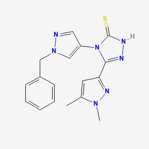 molecular formula C17H17N7S B4761984 4-(1-benzyl-1H-pyrazol-4-yl)-5-(1,5-dimethyl-1H-pyrazol-3-yl)-4H-1,2,4-triazole-3-thiol 