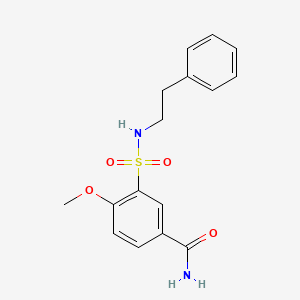 molecular formula C16H18N2O4S B4761986 4-methoxy-3-{[(2-phenylethyl)amino]sulfonyl}benzamide 