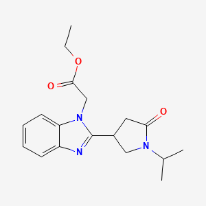 molecular formula C18H23N3O3 B4761997 ethyl [2-(1-isopropyl-5-oxo-3-pyrrolidinyl)-1H-benzimidazol-1-yl]acetate 