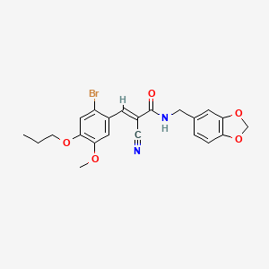 molecular formula C22H21BrN2O5 B4762004 N-(1,3-benzodioxol-5-ylmethyl)-3-(2-bromo-5-methoxy-4-propoxyphenyl)-2-cyanoacrylamide 