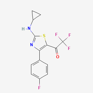 molecular formula C14H10F4N2OS B4762017 1-[2-(cyclopropylamino)-4-(4-fluorophenyl)-1,3-thiazol-5-yl]-2,2,2-trifluoroethanone 