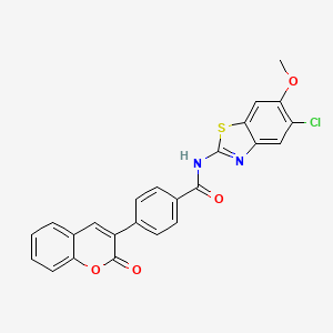 N-(5-chloro-6-methoxy-1,3-benzothiazol-2-yl)-4-(2-oxo-2H-chromen-3-yl)benzamide