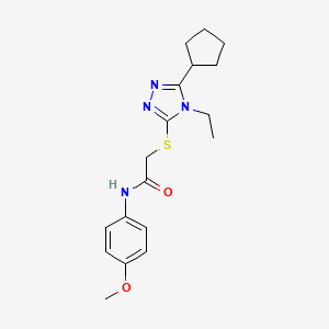 molecular formula C18H24N4O2S B4762019 2-[(5-cyclopentyl-4-ethyl-4H-1,2,4-triazol-3-yl)thio]-N-(4-methoxyphenyl)acetamide 