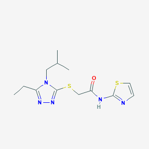 molecular formula C13H19N5OS2 B4762023 2-[(5-ethyl-4-isobutyl-4H-1,2,4-triazol-3-yl)thio]-N-1,3-thiazol-2-ylacetamide 