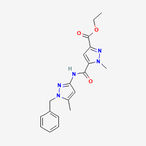molecular formula C19H21N5O3 B4762041 ethyl 5-{[(1-benzyl-5-methyl-1H-pyrazol-3-yl)amino]carbonyl}-1-methyl-1H-pyrazole-3-carboxylate 