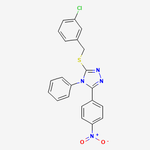 molecular formula C21H15ClN4O2S B4762049 3-[(3-chlorobenzyl)thio]-5-(4-nitrophenyl)-4-phenyl-4H-1,2,4-triazole 