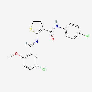 molecular formula C19H14Cl2N2O2S B4762056 2-[(5-chloro-2-methoxybenzylidene)amino]-N-(4-chlorophenyl)-3-thiophenecarboxamide 