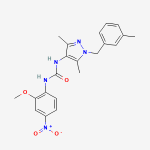 molecular formula C21H23N5O4 B4762065 N-[3,5-dimethyl-1-(3-methylbenzyl)-1H-pyrazol-4-yl]-N'-(2-methoxy-4-nitrophenyl)urea 