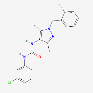 molecular formula C19H18ClFN4O B4762082 N-(3-chlorophenyl)-N'-[1-(2-fluorobenzyl)-3,5-dimethyl-1H-pyrazol-4-yl]urea 