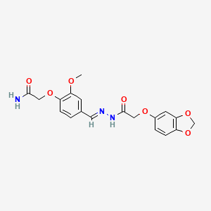 molecular formula C19H19N3O7 B4762103 2-(4-{2-[(1,3-benzodioxol-5-yloxy)acetyl]carbonohydrazonoyl}-2-methoxyphenoxy)acetamide 