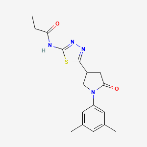 molecular formula C17H20N4O2S B4762179 N-{5-[1-(3,5-dimethylphenyl)-5-oxo-3-pyrrolidinyl]-1,3,4-thiadiazol-2-yl}propanamide 