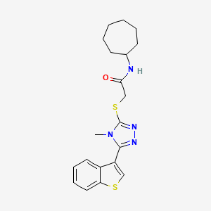 molecular formula C20H24N4OS2 B4762198 2-{[5-(1-benzothien-3-yl)-4-methyl-4H-1,2,4-triazol-3-yl]thio}-N-cycloheptylacetamide 