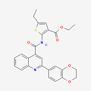 molecular formula C27H24N2O5S B4762201 ethyl 2-({[2-(2,3-dihydro-1,4-benzodioxin-6-yl)-4-quinolinyl]carbonyl}amino)-5-ethyl-3-thiophenecarboxylate 