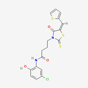 molecular formula C18H15ClN2O3S3 B4762215 N-(5-chloro-2-hydroxyphenyl)-4-[4-oxo-5-(2-thienylmethylene)-2-thioxo-1,3-thiazolidin-3-yl]butanamide 