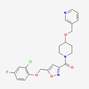 molecular formula C22H21ClFN3O4 B4762239 3-({[1-({5-[(2-chloro-4-fluorophenoxy)methyl]-3-isoxazolyl}carbonyl)-4-piperidinyl]oxy}methyl)pyridine 