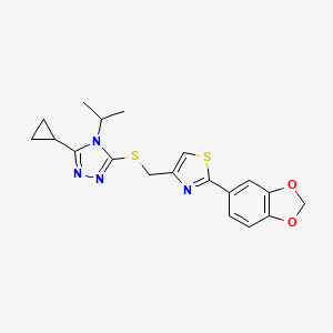 molecular formula C19H20N4O2S2 B4762249 3-({[2-(1,3-benzodioxol-5-yl)-1,3-thiazol-4-yl]methyl}thio)-5-cyclopropyl-4-isopropyl-4H-1,2,4-triazole 