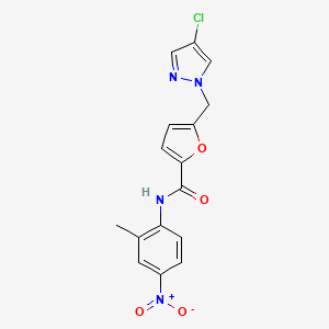 molecular formula C16H13ClN4O4 B4762281 5-[(4-chloro-1H-pyrazol-1-yl)methyl]-N-(2-methyl-4-nitrophenyl)-2-furamide 