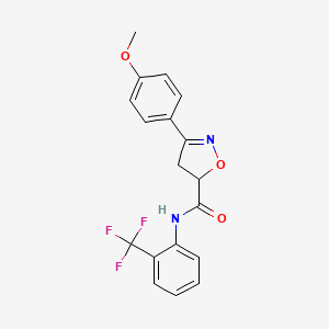 molecular formula C18H15F3N2O3 B4762285 3-(4-methoxyphenyl)-N-[2-(trifluoromethyl)phenyl]-4,5-dihydro-5-isoxazolecarboxamide 
