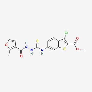 molecular formula C17H14ClN3O4S2 B4762291 methyl 3-chloro-6-({[2-(2-methyl-3-furoyl)hydrazino]carbonothioyl}amino)-1-benzothiophene-2-carboxylate 