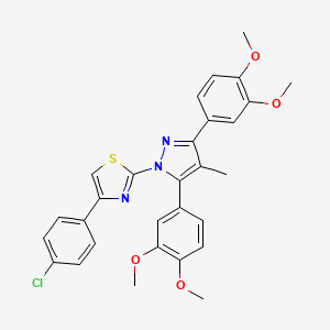 molecular formula C29H26ClN3O4S B4762297 2-[3,5-bis(3,4-dimethoxyphenyl)-4-methyl-1H-pyrazol-1-yl]-4-(4-chlorophenyl)-1,3-thiazole 