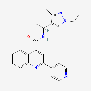 molecular formula C23H23N5O B4762302 N-[1-(1-ethyl-3-methyl-1H-pyrazol-4-yl)ethyl]-2-(4-pyridinyl)-4-quinolinecarboxamide 