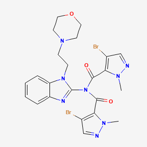 molecular formula C23H24Br2N8O3 B4762309 4-bromo-N-[(4-bromo-1-methyl-1H-pyrazol-5-yl)carbonyl]-1-methyl-N-{1-[2-(4-morpholinyl)ethyl]-1H-benzimidazol-2-yl}-1H-pyrazole-5-carboxamide 