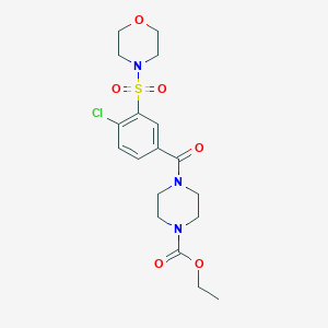 molecular formula C18H24ClN3O6S B476234 4-[4-Chloro-3-(morpholine-4-sulfonyl)-benzoyl]-piperazine-1-carboxylic acid ethyl ester CAS No. 723299-09-0