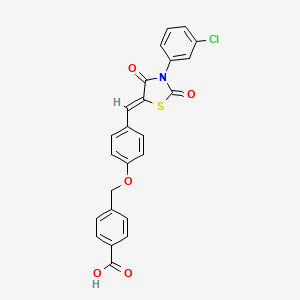 4-[(4-{[3-(3-chlorophenyl)-2,4-dioxo-1,3-thiazolidin-5-ylidene]methyl}phenoxy)methyl]benzoic acid