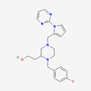 molecular formula C22H26FN5O B4762379 2-(1-(4-fluorobenzyl)-4-{[1-(2-pyrimidinyl)-1H-pyrrol-2-yl]methyl}-2-piperazinyl)ethanol 