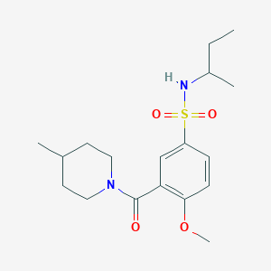 molecular formula C18H28N2O4S B4762407 N-(sec-butyl)-4-methoxy-3-[(4-methyl-1-piperidinyl)carbonyl]benzenesulfonamide 