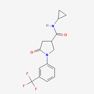 molecular formula C15H15F3N2O2 B4762463 N-cyclopropyl-5-oxo-1-[3-(trifluoromethyl)phenyl]-3-pyrrolidinecarboxamide 