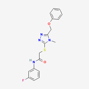 molecular formula C18H17FN4O2S B4762469 N-(3-fluorophenyl)-2-{[4-methyl-5-(phenoxymethyl)-4H-1,2,4-triazol-3-yl]thio}acetamide 
