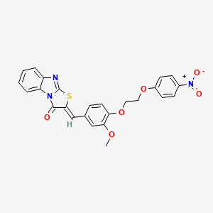 molecular formula C25H19N3O6S B4762503 2-{3-methoxy-4-[2-(4-nitrophenoxy)ethoxy]benzylidene}[1,3]thiazolo[3,2-a]benzimidazol-3(2H)-one 