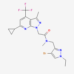 molecular formula C20H22BrF3N6O B4762515 N-[(4-bromo-1-ethyl-1H-pyrazol-3-yl)methyl]-2-[6-cyclopropyl-3-methyl-4-(trifluoromethyl)-1H-pyrazolo[3,4-b]pyridin-1-yl]-N-methylacetamide 