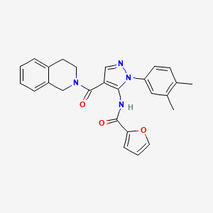 molecular formula C26H24N4O3 B4762519 N-[4-(3,4-dihydro-2(1H)-isoquinolinylcarbonyl)-1-(3,4-dimethylphenyl)-1H-pyrazol-5-yl]-2-furamide 