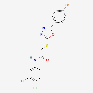 molecular formula C16H10BrCl2N3O2S B4762523 2-{[5-(4-bromophenyl)-1,3,4-oxadiazol-2-yl]thio}-N-(3,4-dichlorophenyl)acetamide 