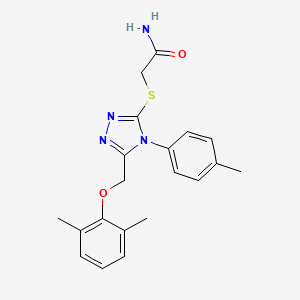 molecular formula C20H22N4O2S B4762565 2-{[5-[(2,6-dimethylphenoxy)methyl]-4-(4-methylphenyl)-4H-1,2,4-triazol-3-yl]thio}acetamide 