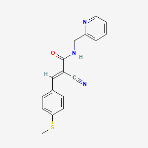 molecular formula C17H15N3OS B4762594 2-cyano-3-[4-(methylthio)phenyl]-N-(2-pyridinylmethyl)acrylamide 