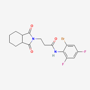 molecular formula C17H17BrF2N2O3 B4762605 N-(2-bromo-4,6-difluorophenyl)-3-(1,3-dioxooctahydro-2H-isoindol-2-yl)propanamide 