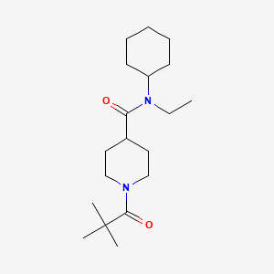 molecular formula C19H34N2O2 B4762619 N-cyclohexyl-1-(2,2-dimethylpropanoyl)-N-ethyl-4-piperidinecarboxamide 