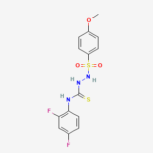 molecular formula C14H13F2N3O3S2 B4762635 N-(2,4-difluorophenyl)-2-[(4-methoxyphenyl)sulfonyl]hydrazinecarbothioamide 