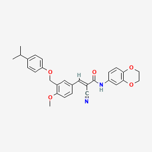 molecular formula C29H28N2O5 B4762659 2-cyano-N-(2,3-dihydro-1,4-benzodioxin-6-yl)-3-{3-[(4-isopropylphenoxy)methyl]-4-methoxyphenyl}acrylamide 