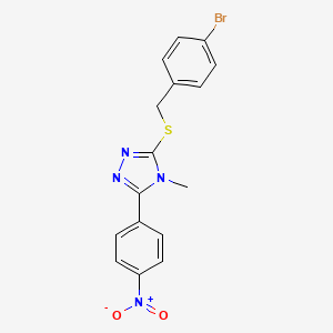 molecular formula C16H13BrN4O2S B4762663 3-[(4-bromobenzyl)thio]-4-methyl-5-(4-nitrophenyl)-4H-1,2,4-triazole 