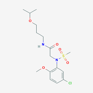 molecular formula C16H25ClN2O5S B4762677 N~2~-(5-chloro-2-methoxyphenyl)-N~1~-(3-isopropoxypropyl)-N~2~-(methylsulfonyl)glycinamide 